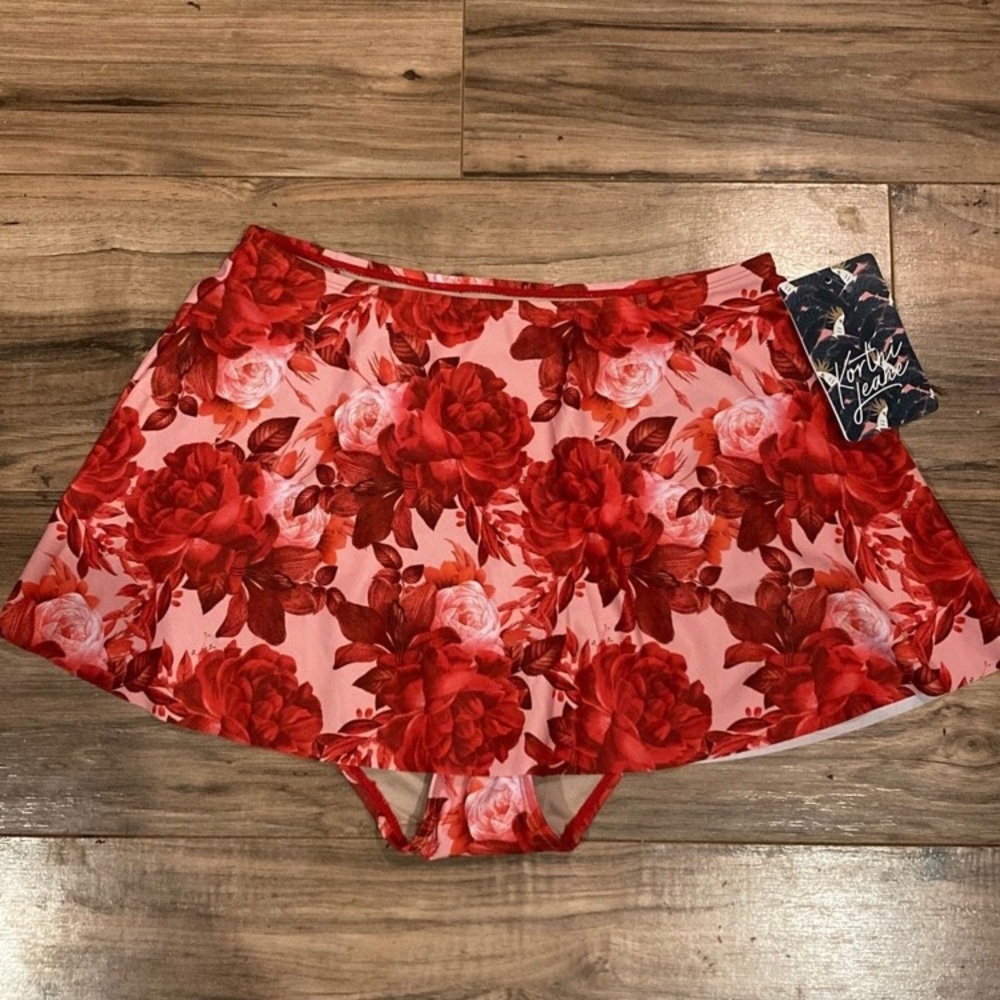 Kortni Jeane Floral Rose Swim Skirt bottom